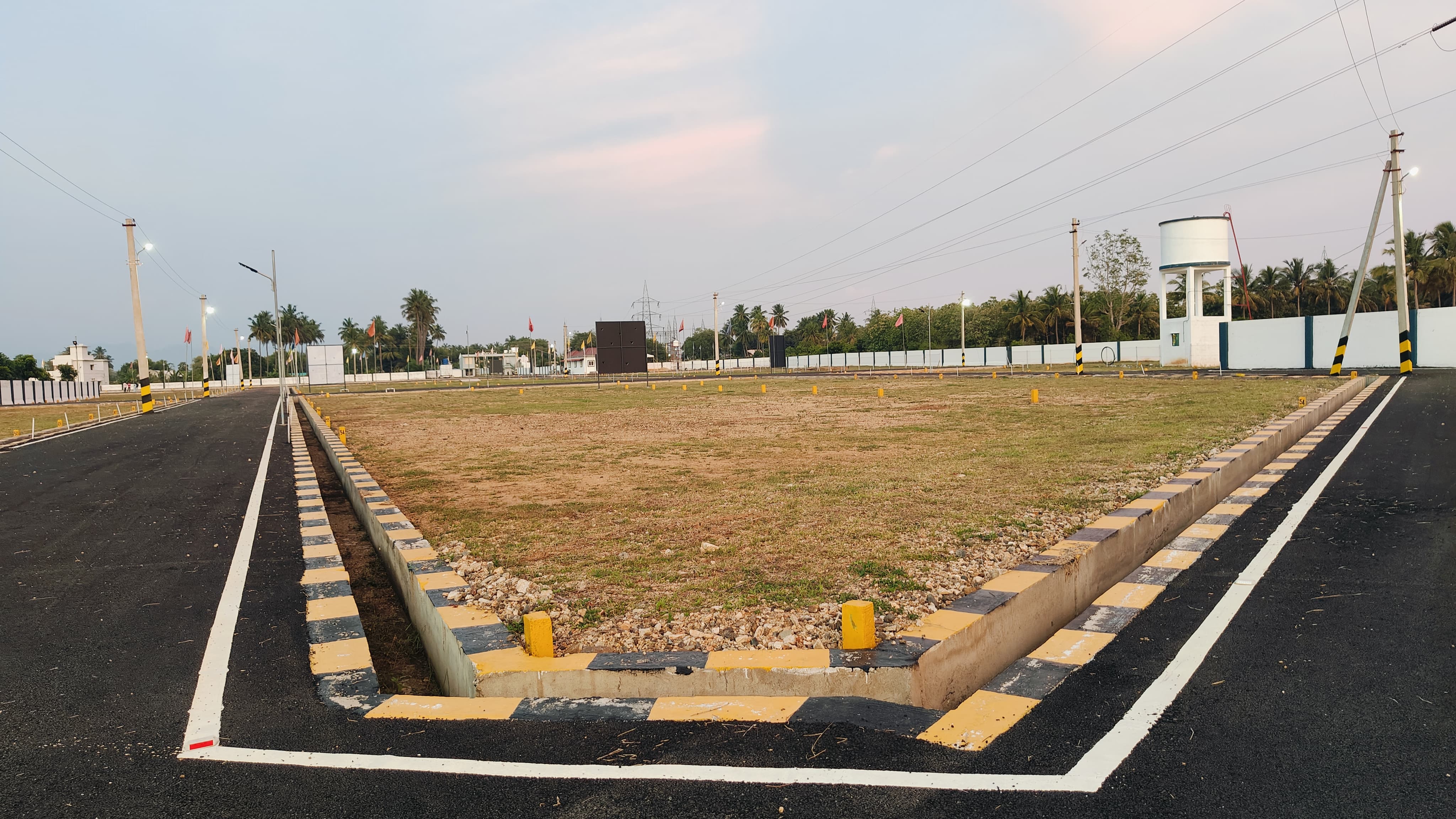 Valapadi plot layout with formed roads, water tower and street lights, Salem